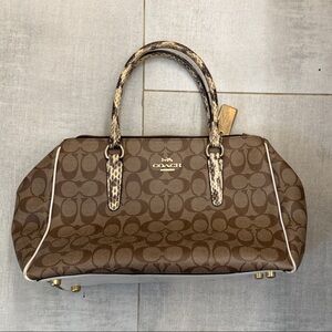 Coach Brown Signature Satchel with Tan Accents